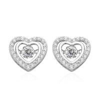 Simulated Diamond Dancing Stone Heart Earrings in Rhodium Over Sterling Silver 1.50 ctw