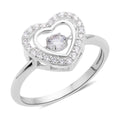 Simulated Diamond Dancing Stone Heart Ring in Rhodium Over Sterling Silver 0.75 ctw - Sticky add to cart bar
