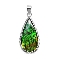 Ammolite 17.00 ctw Pendant in Platinum Over Sterling Silver