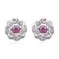 Sparkling Dancing Simulated Pink Diamond Stud Earrings in Rhodium Over Sterling Silver 1.35 ctw - Sticky add to cart bar