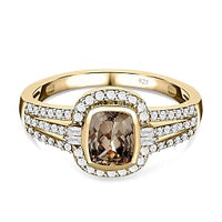 AAA Turkizite and White Zircon 1.81 ctw Fancy Ring in Vermeil Yellow Gold Over Sterling Silver (Size 10)