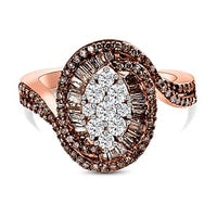 GP Diamond 1.02 ctw Fancy Ring in Vermeil Rose Gold Over Sterling Silver (Size 11.5)