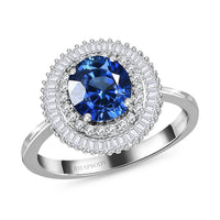 RHAPSODY 950 Platinum AAAA Royal Ceylon Sapphire and E-F VS2 Diamond Cocktail Ring 5.50 Grams 2.50 ctw