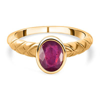 African Ruby 1.85 ctw Fancy Ring in 14K YG Over Sterling Silver (Size 10)