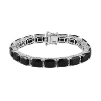Australian Black Tourmaline Tennis Bracelet in Platinum Over Sterling Silver (6.50 In) 12.90 Grams 41.00 ctw