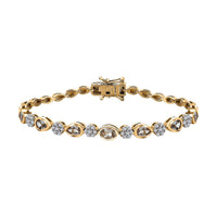Turkizite and White Zircon Bracelet in 18K Vermeil YG Over Sterling Silver (7.50 In) 4.13 ctw
