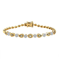 Turkizite and White Zircon Bracelet in 18K Vermeil YG Over Sterling Silver (7.50 In) 4.13 ctw