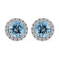 Doorbuster Certified & Appraised ILIANA 18K Rose Gold AAA Santa Maria Aquamarine and G-H SI Diamond Halo Earrings 1.20 ctw - Sticky add to cart bar