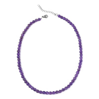Amethyst Beaded Necklace 18-20 Inches in Stainless Steel 130.00 ctw