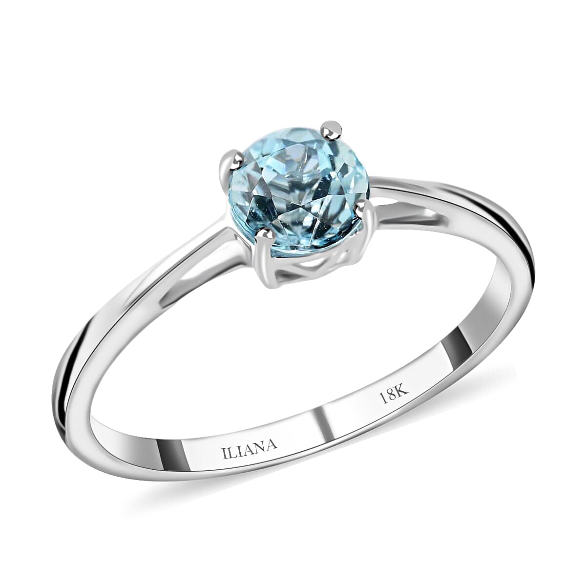 Doorbuster Certified & Appraised ILIANA 18K White Gold AAA Santa Maria Aquamarine Solitaire Ring 2.30 Grams 1.00 ctw