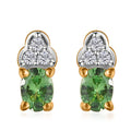 Premium Natural Tsavorite Garnet and Natural White Zircon Earrings in Vermeil Yellow Gold Over Sterling Silver 0.50 ctw - Sticky add to cart bar