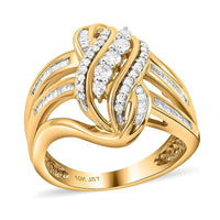 NY Closeout 10K Yellow Gold Diamond I I3 Swirl Fashion Band Ring 5 Grams 0.50 ctw