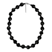 Black Agate Necklace (20 Inches) in Stainless Steel 287.05 ctw , Tarnish-Free, Waterproof, Sweat Proof Jewelry