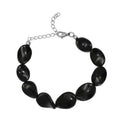 Black Agate Bracelet in Stainless Steel (Adjustable) 90.00 ctw , Tarnish-Free, Waterproof, Sweat Proof Jewelry - Sticky add to cart bar