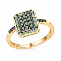 Green Diamond Timeless Cluster Ring in Sterling Silver