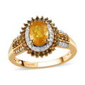 TLV Madagascar Yellow Sapphire, Yellow Diamond (IR), Diamond (0.30 cts) Double Halo Heart Ring in Vermeil YG Over Sterling Silver (Size 10.0) 1.10 ctw - Sticky add to cart bar