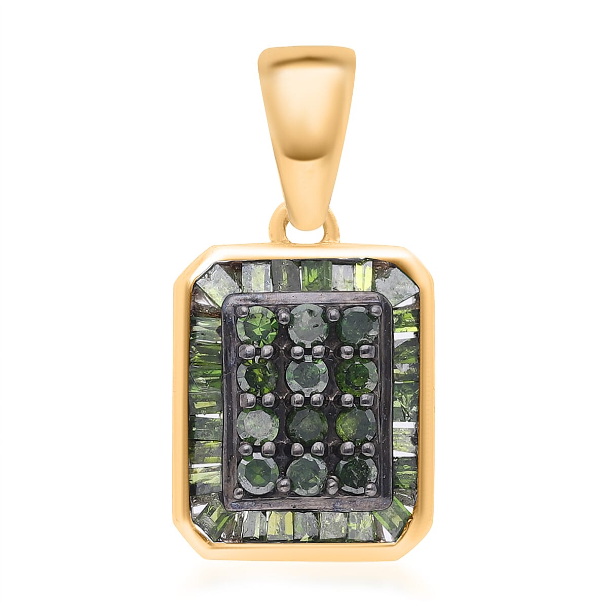 Green Diamond 0.50 ctw Pendant without Chain in Vermeil Yellow Gold Over Sterling Silver