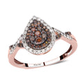 Red and White Diamond Ring in Rhodium & Vermeil Rose Gold Over Sterling Silver 0.50 ctw - Sticky add to cart bar