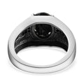 Natural Thai Black Spinel Men's Ring in Stainless Steel 4.65 ctw - Sticky add to cart bar