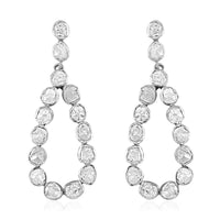 Polki Diamond Drop Earrings in Platinum Over Sterling Silver 2.00 ctw