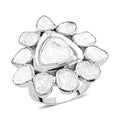 Polki Diamond Floral Ring in Platinum Over Sterling Silver 3.00 ctw - Sticky add to cart bar