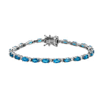 Doorbuster Malgache Neon Apatite and Natural White Zircon Bracelet in Platinum Over Sterling Silver (6.50 In) 8 Grams 5.75 ctw