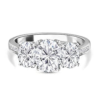 Moissanite 4.14 ctw Ring in Rhodium Over Sterling Silver (Size 11.5)