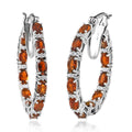 Golden Tourmaline and White Zircon Inside Out Hoop Earrings in Platinum Over Sterling Silver 5.40 ctw - Sticky add to cart bar