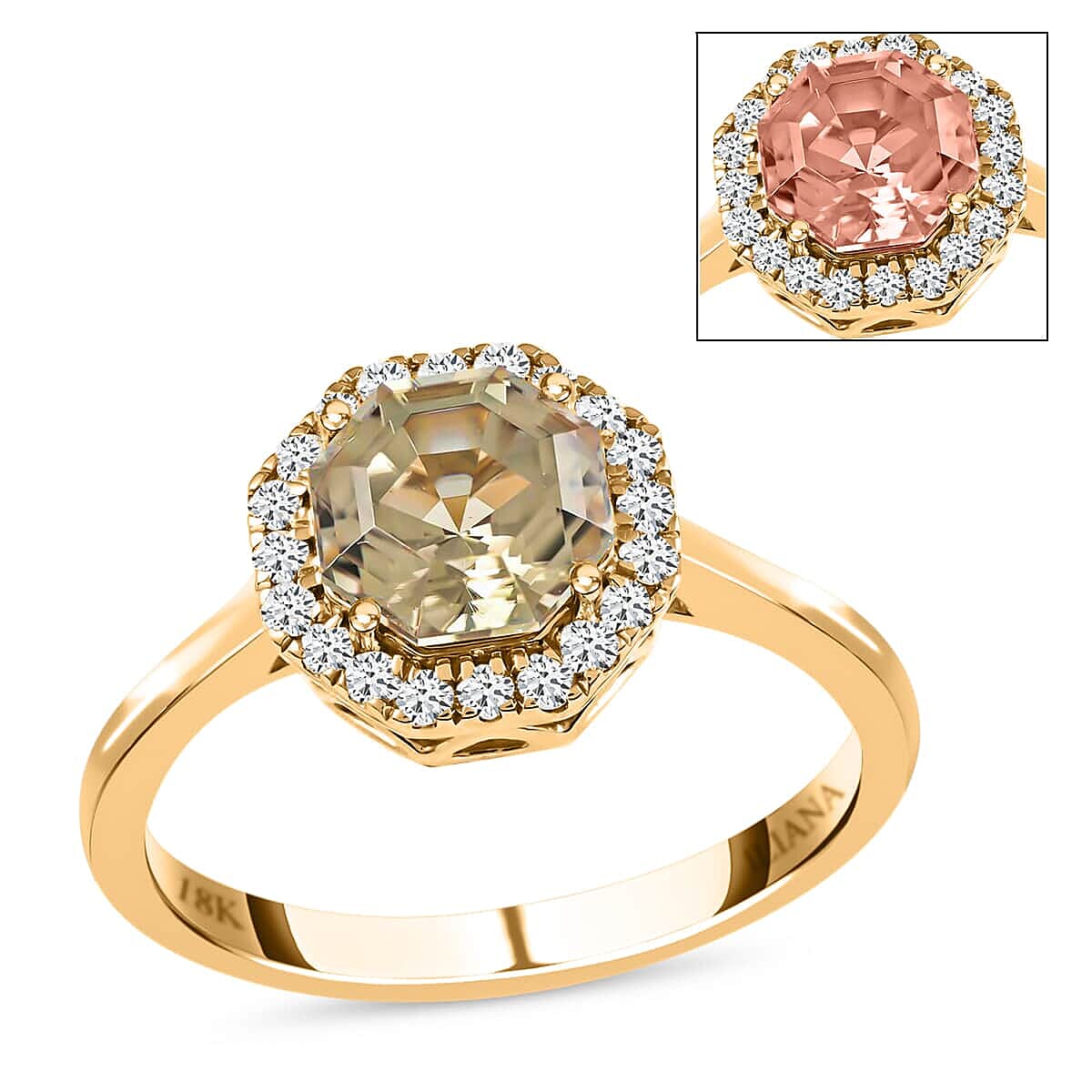 Certified and Appraised Iliana 18K Yellow Gold AAA Turkizite and G-H SI Diamond Halo Ring 1.90 ctw