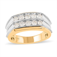 NY Closeout 10K Yellow and White Gold G-H I1-I2 Diamond Men's Ring 8.50 Grams 1.00 ctw
