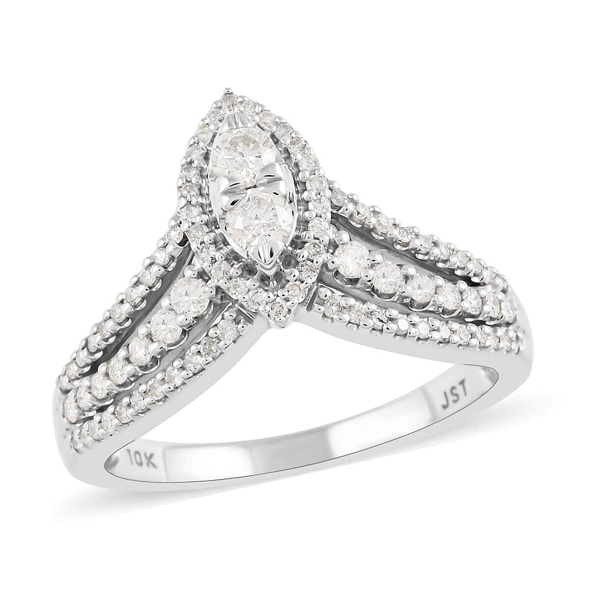 Ny Closeout 10K White Gold G-H I1 Diamond Ring 4 Grams 0.50 ctw