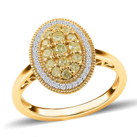 Natural Yellow and White Diamond Ring in Vermeil Yellow Gold Over Sterling Silver (Delivery in 10-12 Business Days) 0.50 ctw