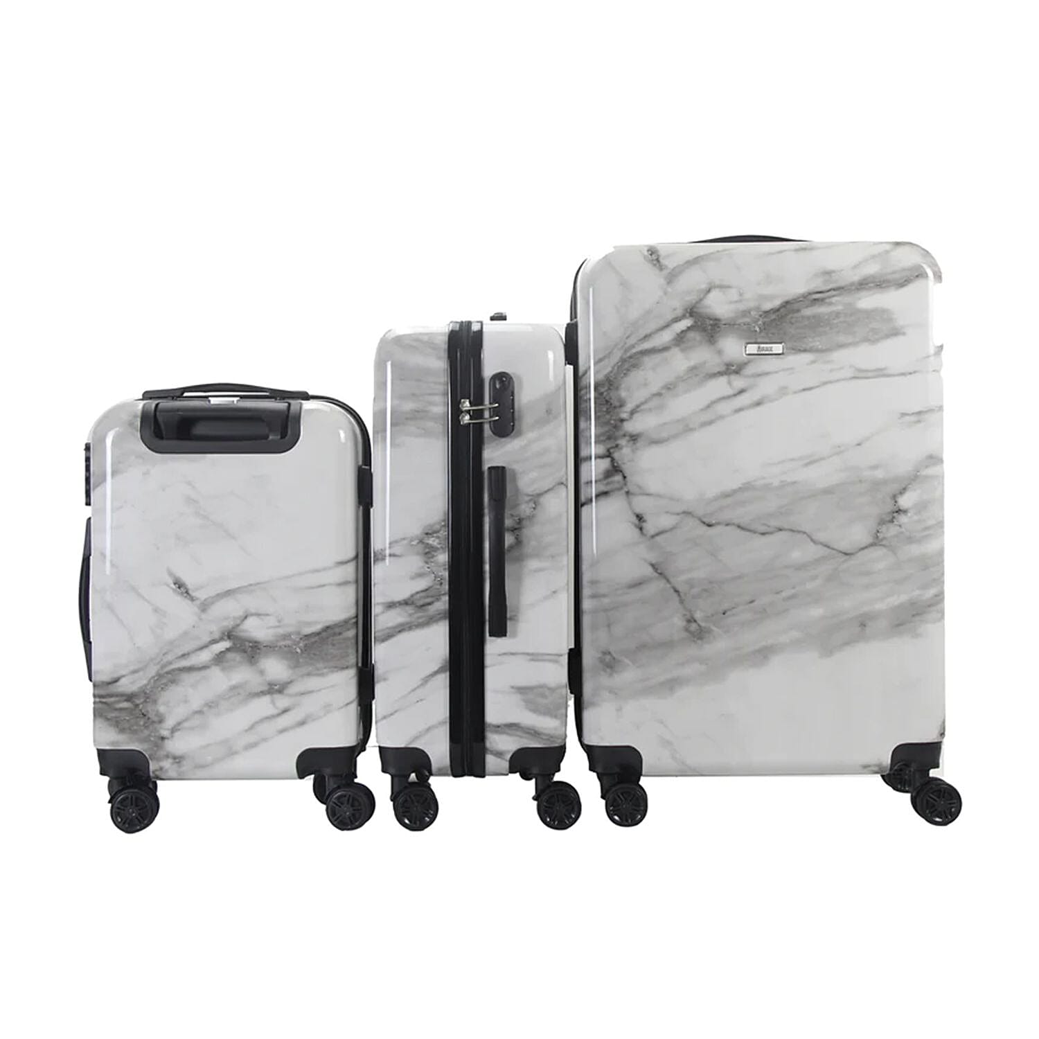 Mirage-Tanya 3 Piece White Marble    Luggage Set with 360 Dual Spinning Wheels and Combo Lock (28" 24", 20")