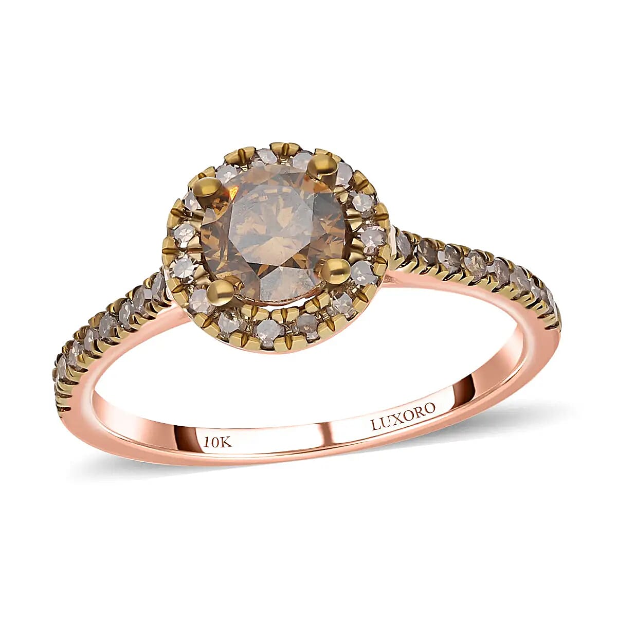 TLV Luxoro 10K Rose Gold Natural Champagne Diamond Cushion Shape Ring (Size 10.0) 1.00 ctw