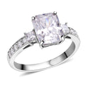 Radiant Cut Moissanite Ring in Platinum Over Sterling Silver (Size 7.0) 3.75 ctw - Sticky add to cart bar
