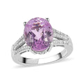 AAA Patroke Kunzite and Diamond Ring in Platinum Over Sterling Silver (Size 7.0) 6.50 ctw - Sticky add to cart bar