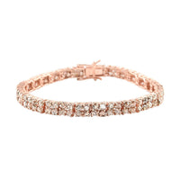 Rose Cut Natural Champagne Diamond Two Row Bracelet in Vermeil Rose Gold Over Sterling Silver (7.25 In) 14.60 Grams 8.50 ctw