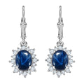 Premium Thai Blue Star Sapphire and Moissanite Sunburst Dangle Earrings in Platinum Over Sterling Silver 6.15 ctw - Sticky add to cart bar