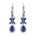 AAA Tanzanite and White Zircon Lever Back Earrings in Platinum Over Sterling Silver 1.85 ctw - Sticky add to cart bar