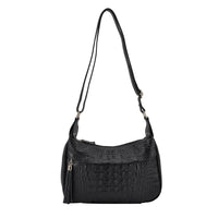 Black Genunie Leather Crossbody Bag (11.02"x3.94"x9.84") with Soulder Strap