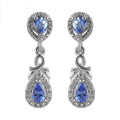 AAA Tanzanite and White Zircon 1.10 ctw Earrings in Platinum Over Sterling Silver - Sticky add to cart bar
