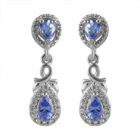 AAA Tanzanite and White Zircon 1.10 ctw Earrings in Platinum Over Sterling Silver
