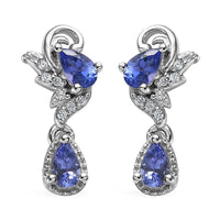 AAA Tanzanite and White Zircon 1.10 ctw Earrings