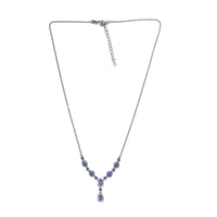 AAA Tanzanite and White Zircon Necklace 18-20 Inches in Platinum Over Sterling Silver 3.35 ctw