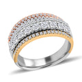 14K Yellow, White and Rose Gold Multi Row Diamond Ring 4.70 Grams 1.00 ctw - Sticky add to cart bar