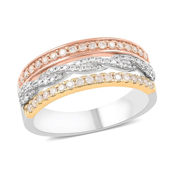 14K Tri-Tone Gold White Diamond Ring 5.5 Grams 0.50 ctw - Product card gallery slide 1 (10176934019385)