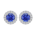 Ankur Treasure Chest Certified & Appraised Luxoro 14K White Gold AAAA Tanzanite and Diamond Halo Stud Earrings, AAAA Tanzanite Earrings, Diamond Halo Studs, 14K White Gold Earrings 1.40 ctw - Sticky add to cart bar