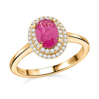 Iliana AAAA Royal Ruby and G-H SI Diamond 1.10 ctw Double Halo Ring in 18K White Gold