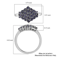 KARIS Tanzanite Color Crystal Cluster Ring in Platinum Bond (Size 10.0) 0.60 ctw