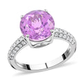 950 Platinum AAAA Patroke Kunzite White Diamond VS Solitaire Ring , Platinum Wt. 6.45 g 5.10 ctw - Sticky add to cart bar